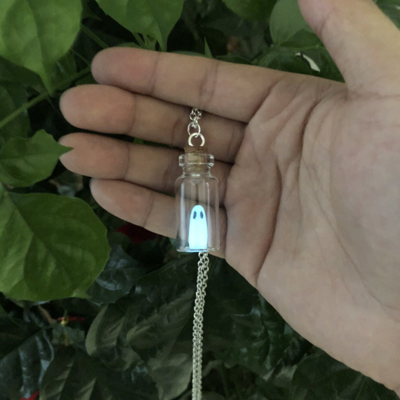 Wholesale Halloween Bottle Luminous Ghost Necklace